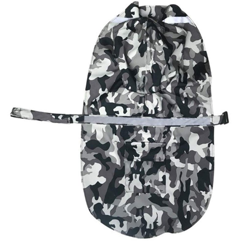 Mikayoo Large Dog Camouflage Raincoat Ajustable Pet Waterproof Clothes Lightweight Rain Jacket Poncho Hoodies with Strip Reflective(Gray L) - Image 4